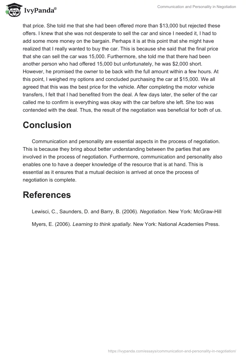 Communication and Personality in Negotiation. Page 3
