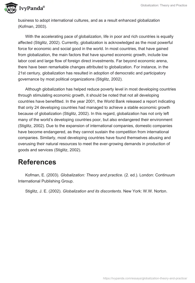 Globalization: Theory and Practice. Page 2