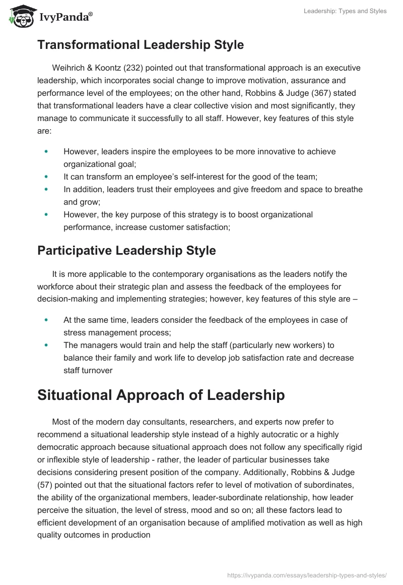 Leadership: Types and Styles. Page 2