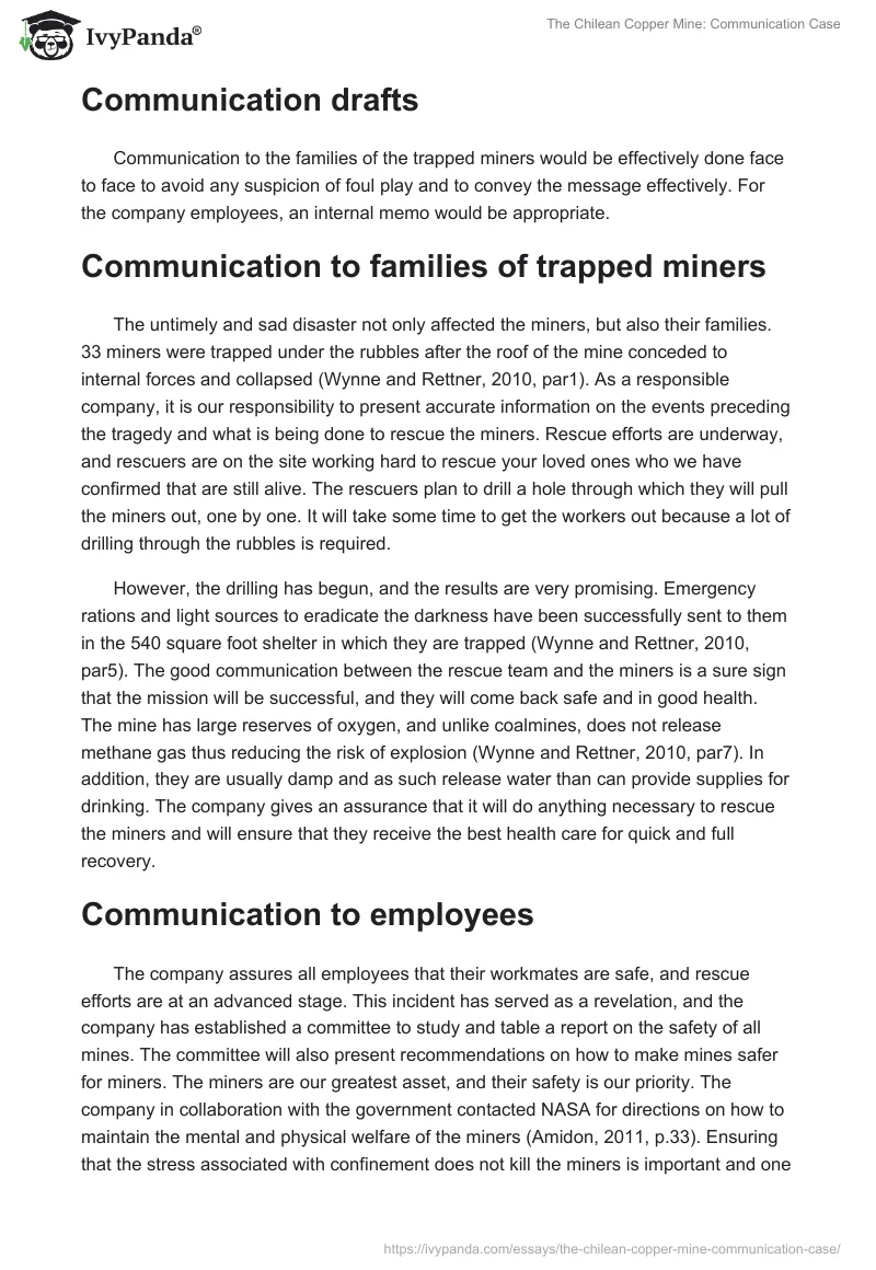 The Chilean Copper Mine: Communication Case. Page 2