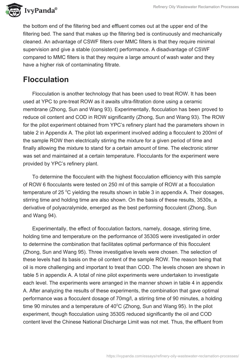 Refinery Oily Wastewater Reclamation Processes. Page 4