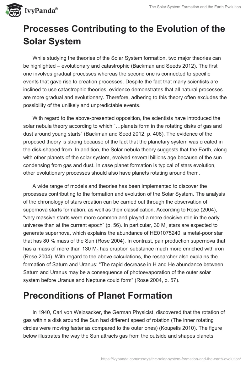 The Solar System Formation and the Earth Evolution. Page 2