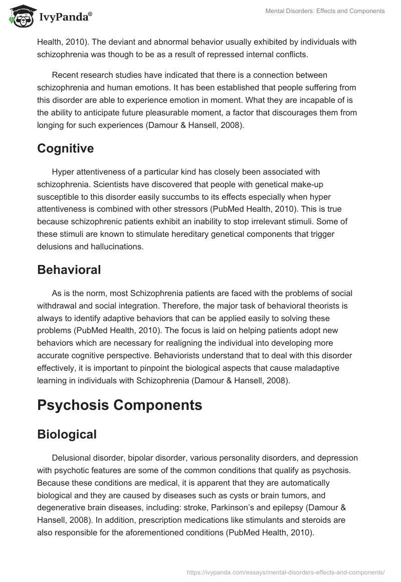 Mental Disorders: Effects and Components. Page 2
