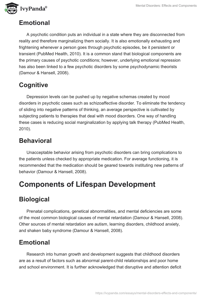 Mental Disorders: Effects and Components. Page 3