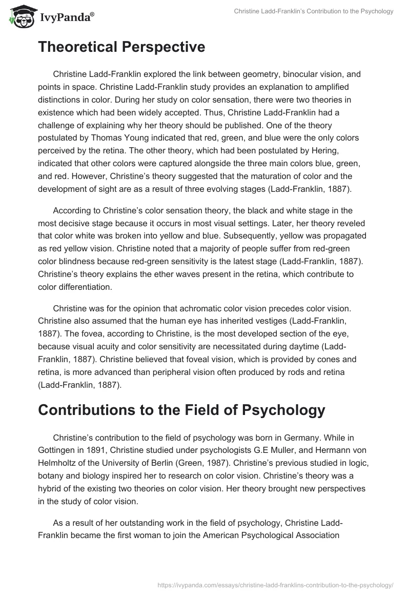 Christine Ladd-Franklin’s Contribution to the Psychology. Page 3
