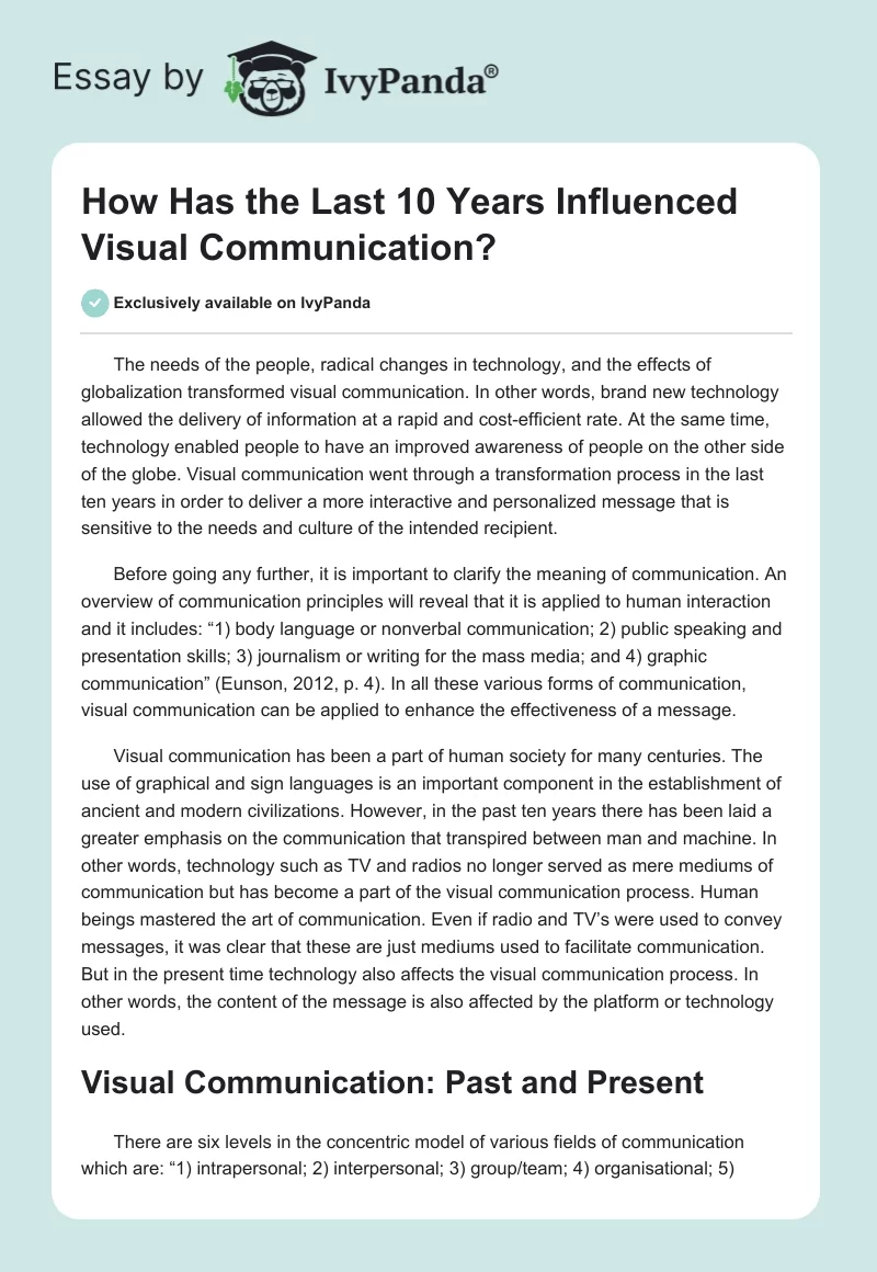 How Has the Last 10 Years Influenced Visual Communication?. Page 1