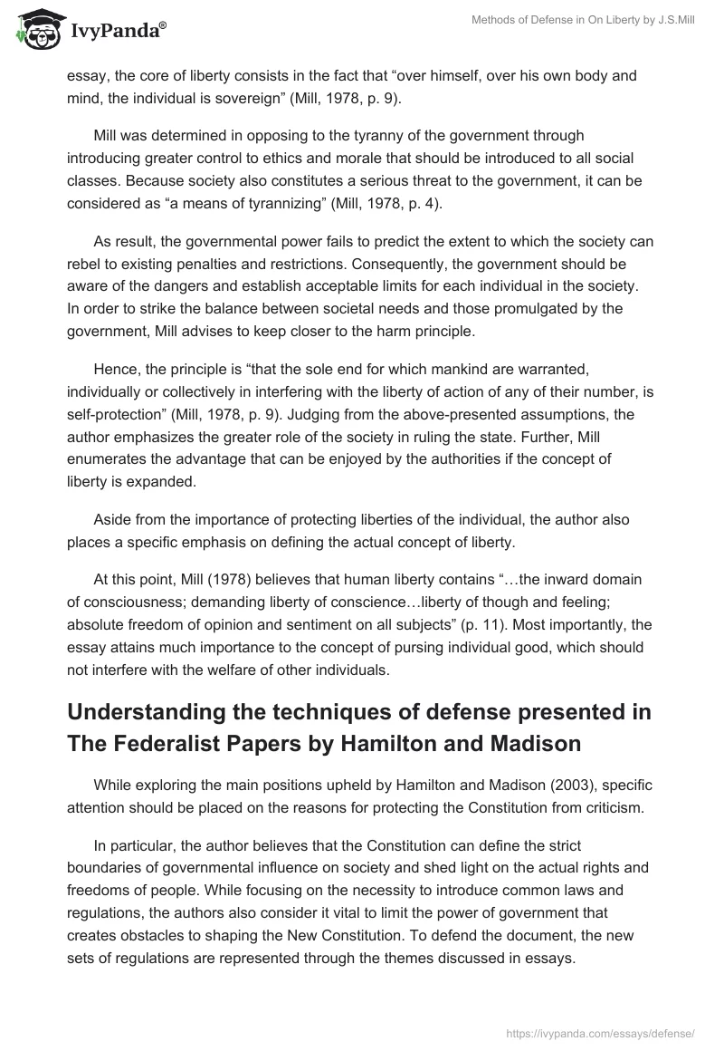 Methods of Defense in "On Liberty" by J.S.Mill. Page 2
