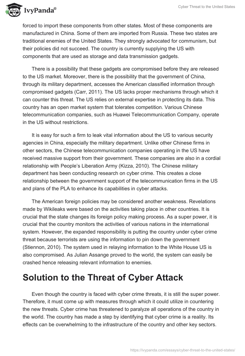 Cyber Threat to the United States. Page 2
