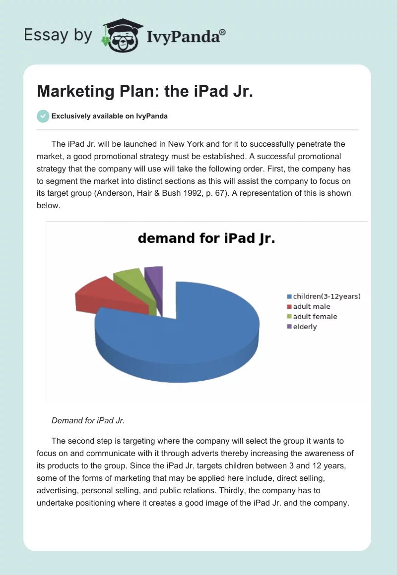 Marketing Plan: the iPad Jr.. Page 1
