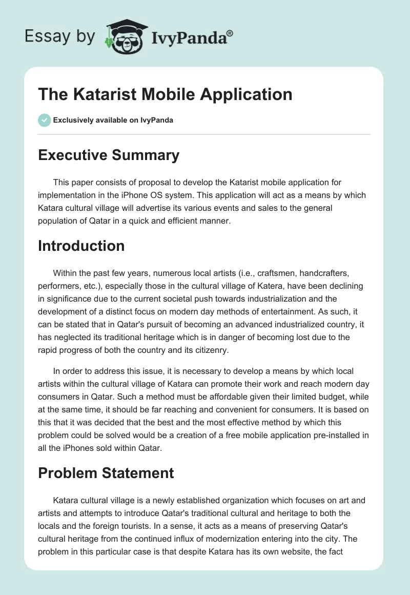 The Katarist Mobile Application. Page 1