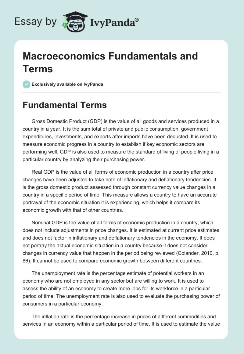 Macroeconomics Fundamentals and Terms. Page 1