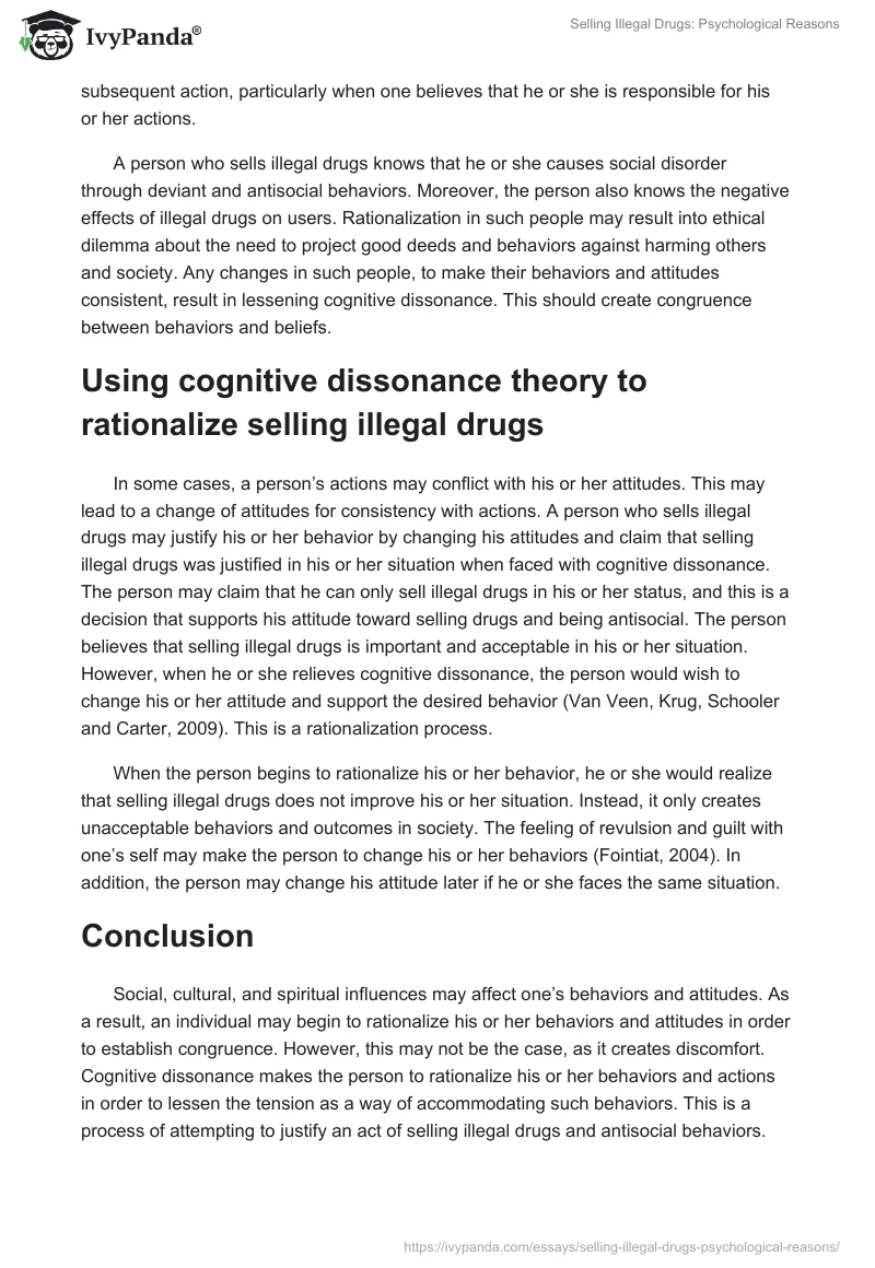 Selling Illegal Drugs: Psychological Reasons. Page 3