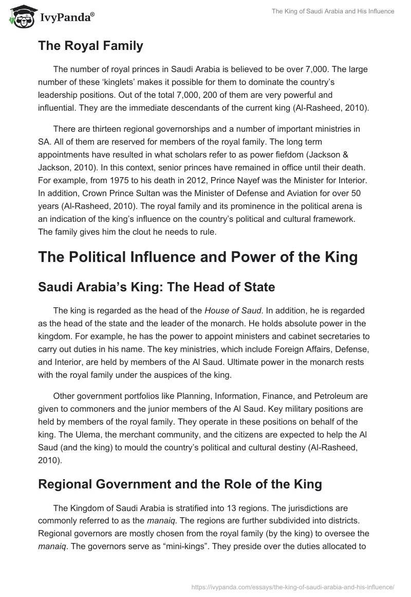 The King of Saudi Arabia and His Influence. Page 3