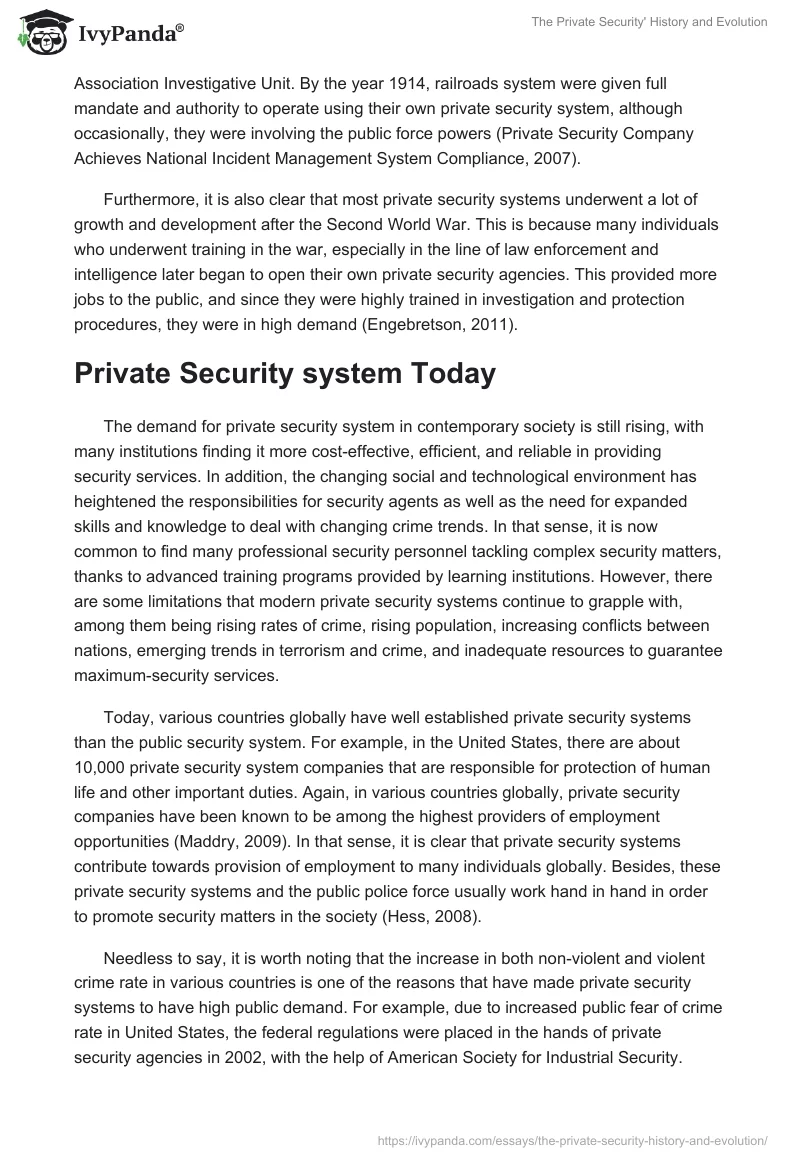 The Private Security' History and Evolution. Page 4