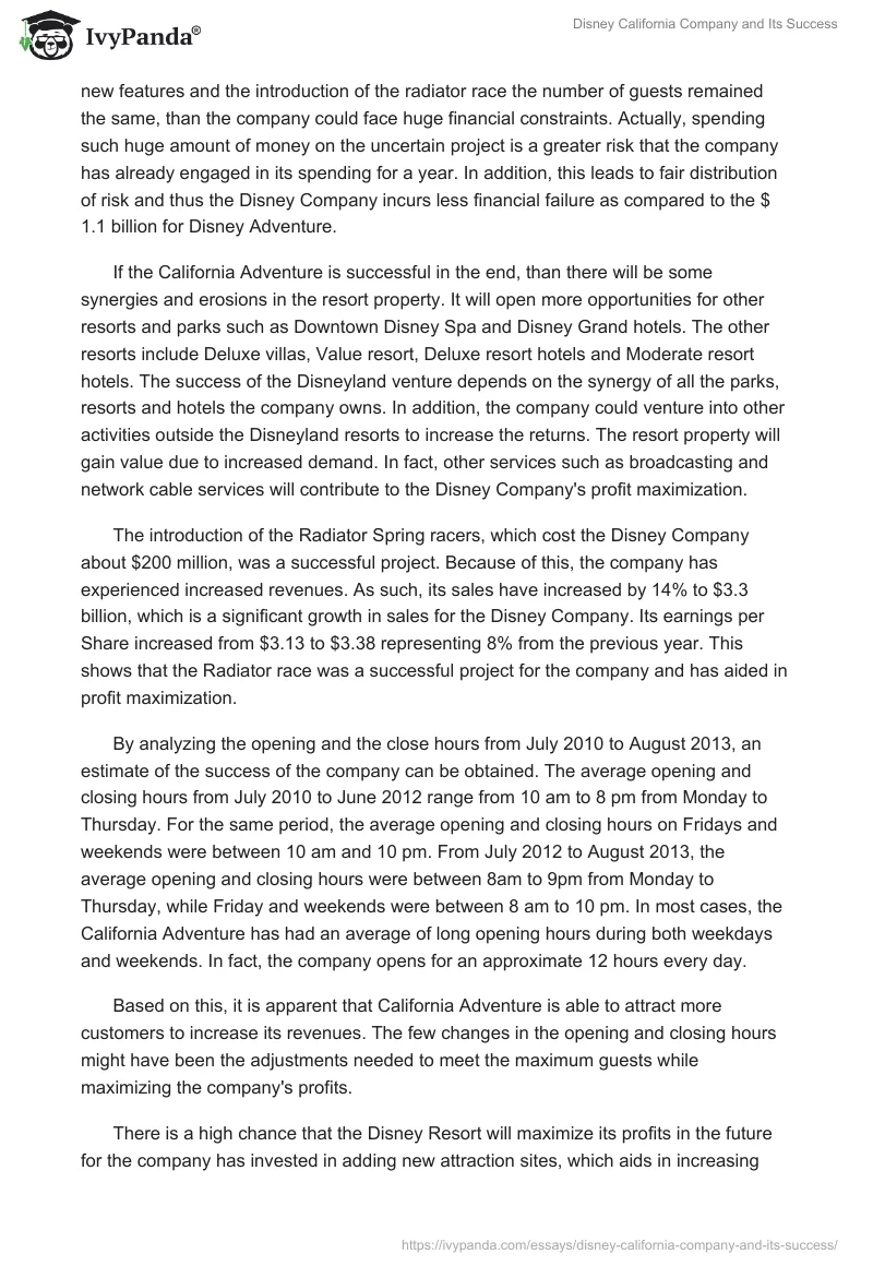 Disney California Company and Its Success. Page 4