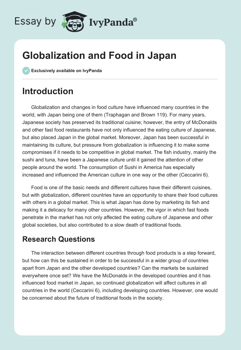 Globalization and Food in Japan. Page 1
