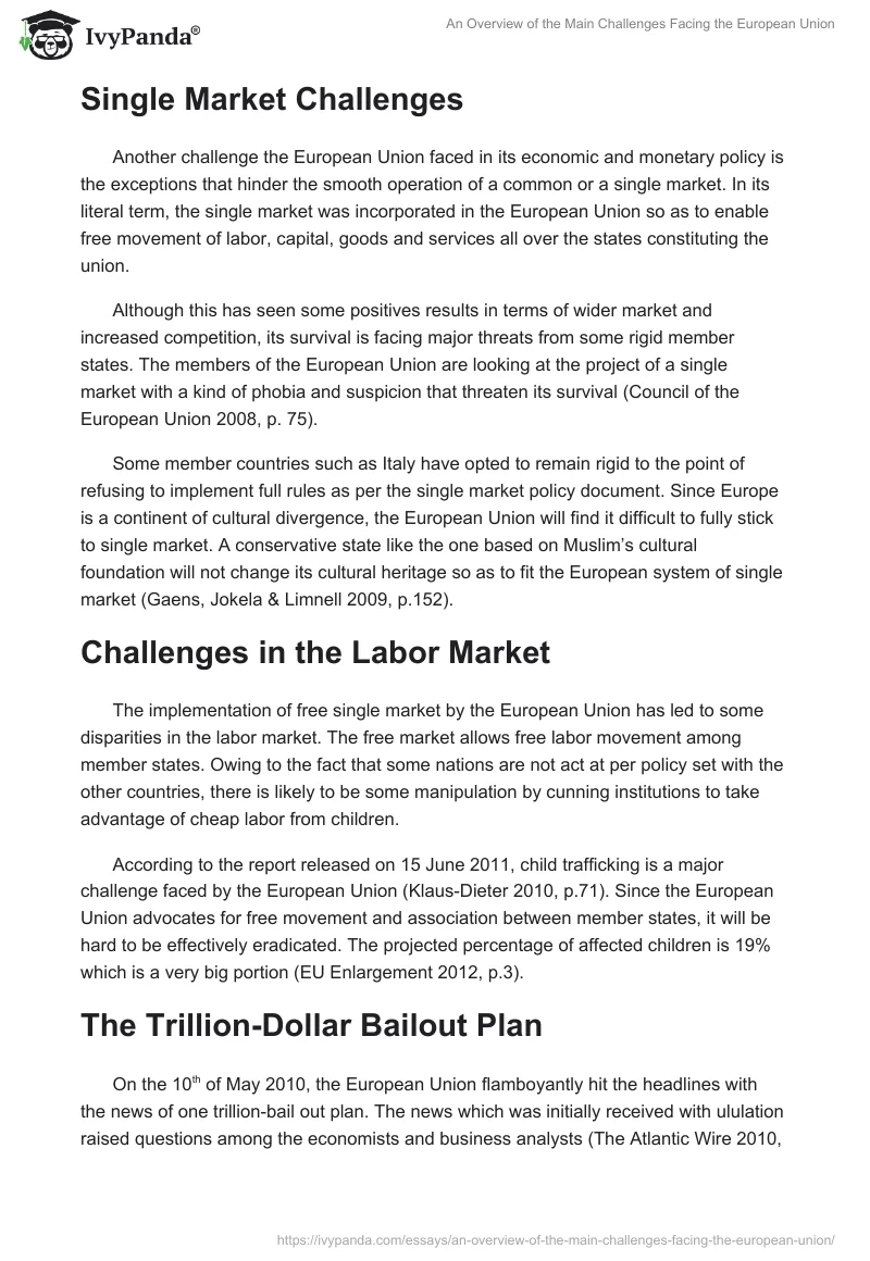 An Overview of the Main Challenges Facing the European Union. Page 3