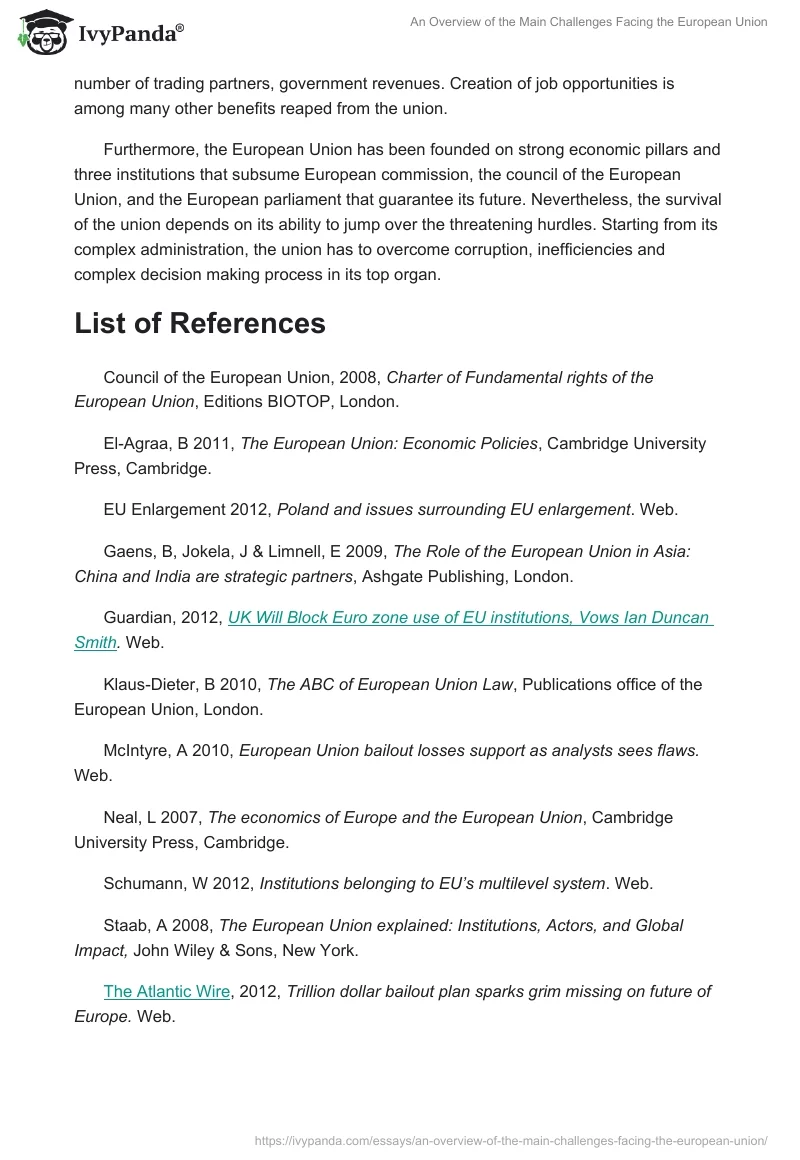 An Overview of the Main Challenges Facing the European Union. Page 5