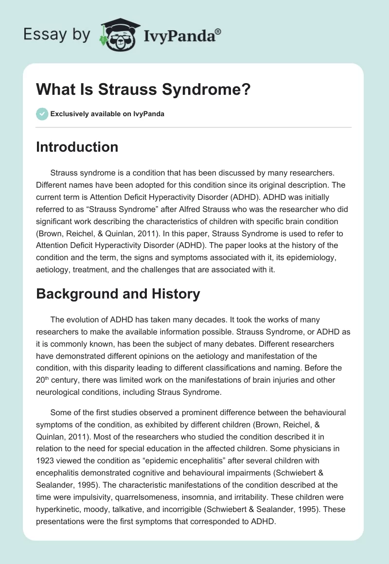 What Is Strauss Syndrome?. Page 1