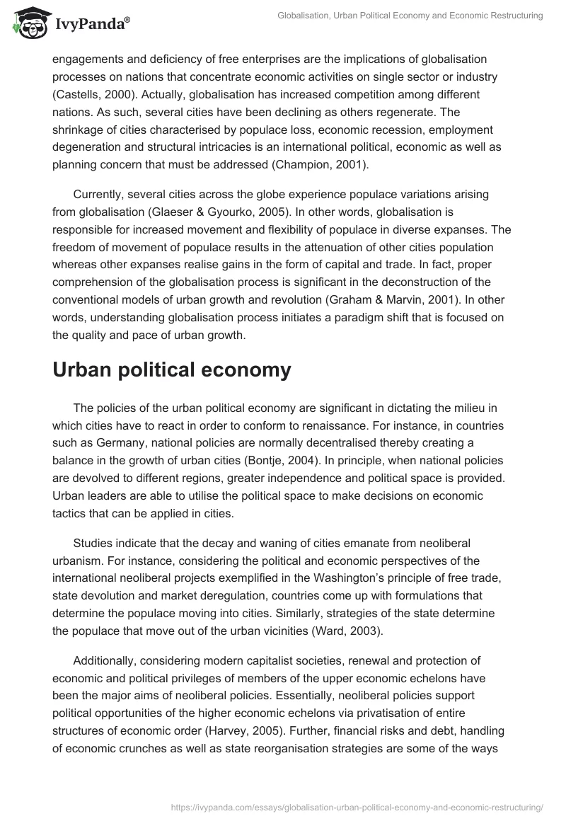 Globalisation, Urban Political Economy and Economic Restructuring. Page 2