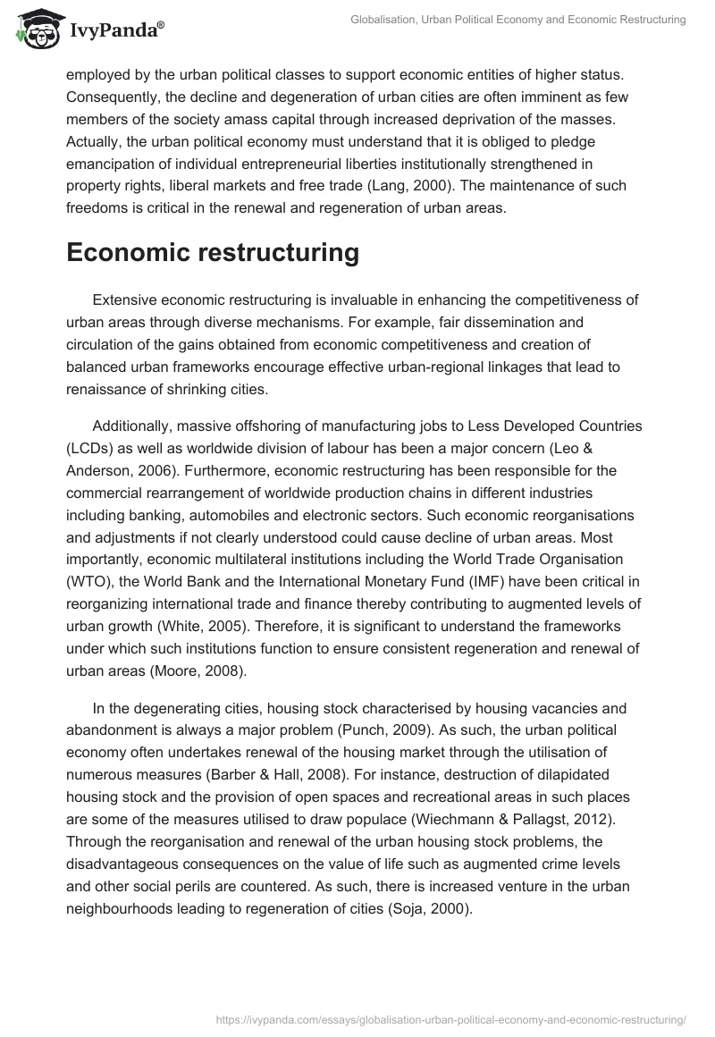 Globalisation, Urban Political Economy and Economic Restructuring. Page 3