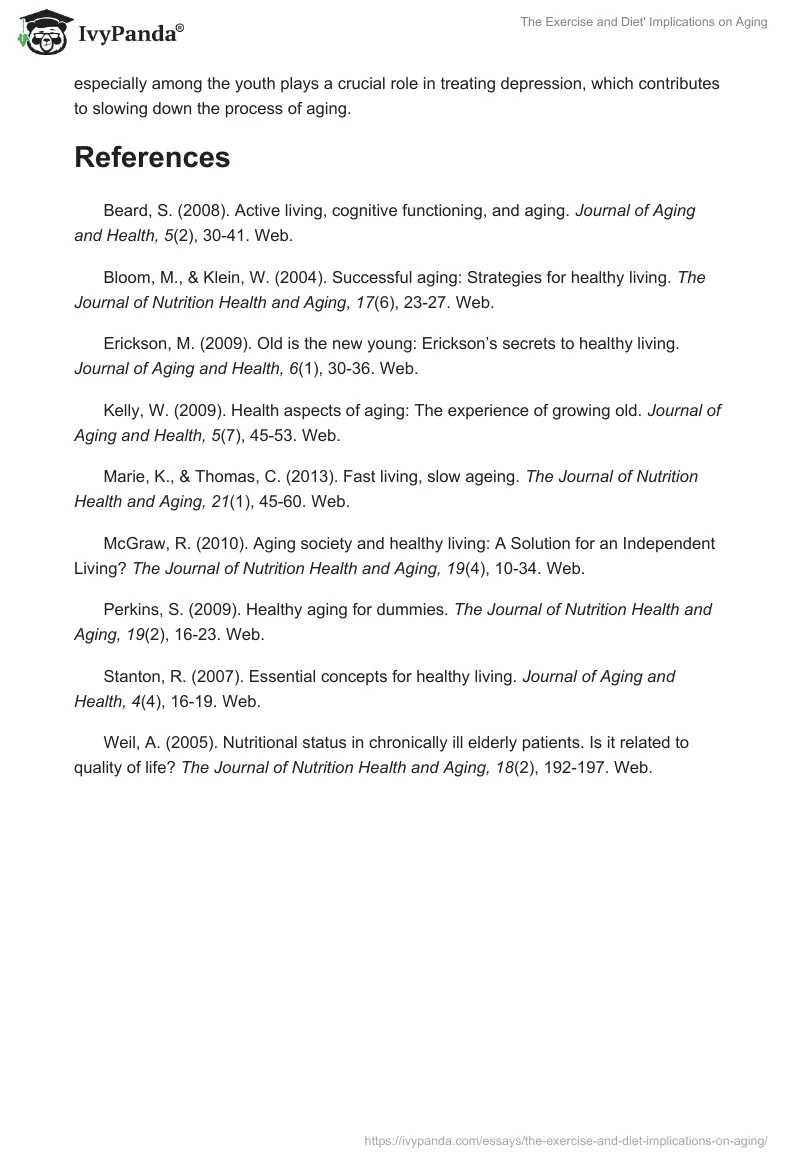 The Exercise and Diet' Implications on Aging. Page 5