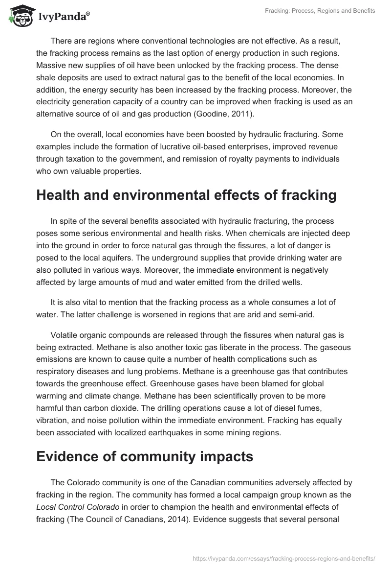 Fracking: Process, Regions and Benefits. Page 2