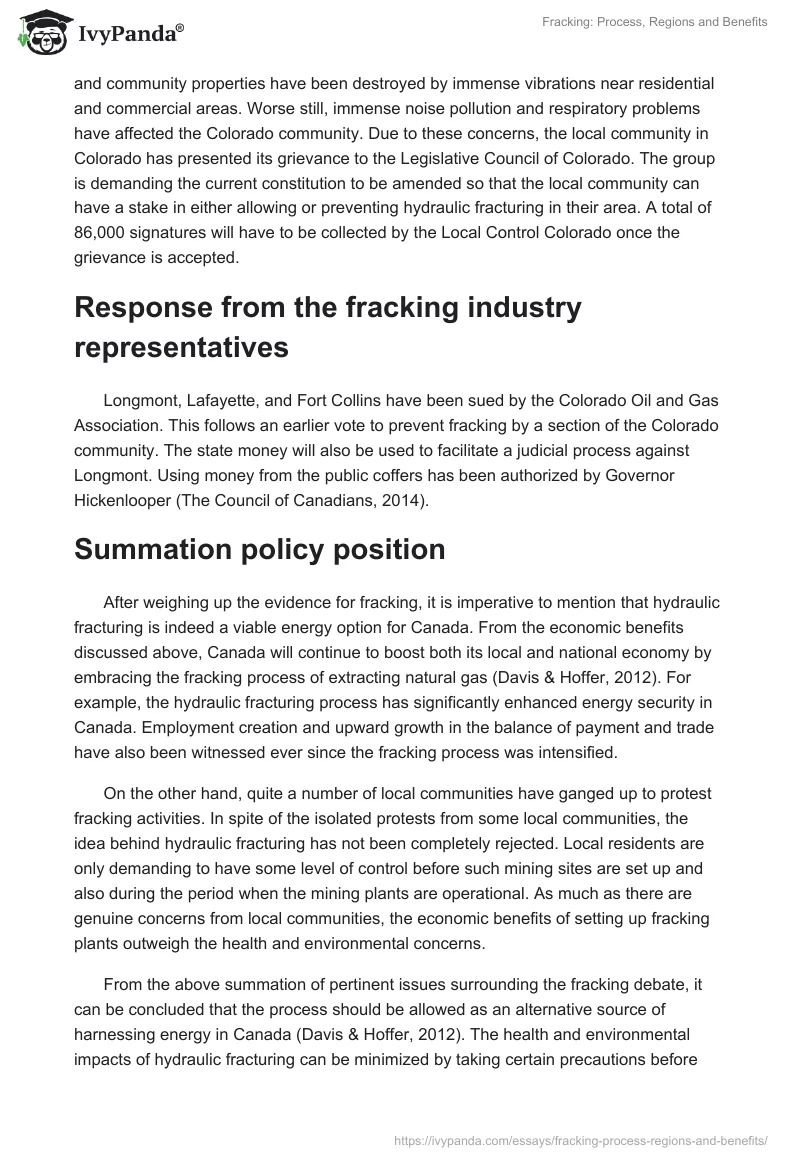Fracking: Process, Regions and Benefits. Page 3