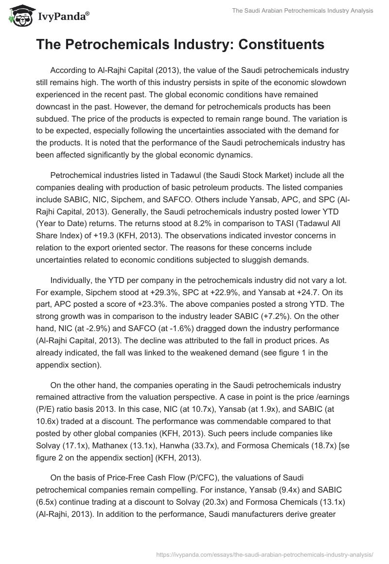 The Saudi Arabian Petrochemicals Industry Analysis. Page 4