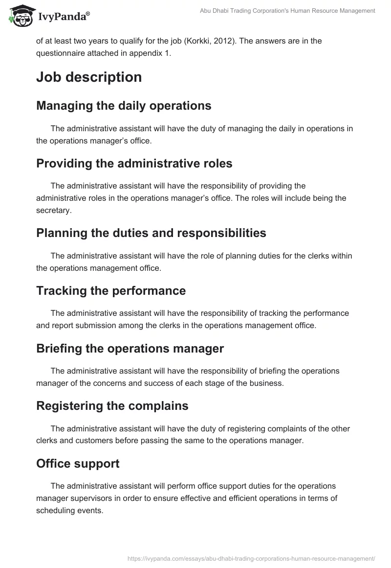 Abu Dhabi Trading Corporation's Human Resource Management. Page 2