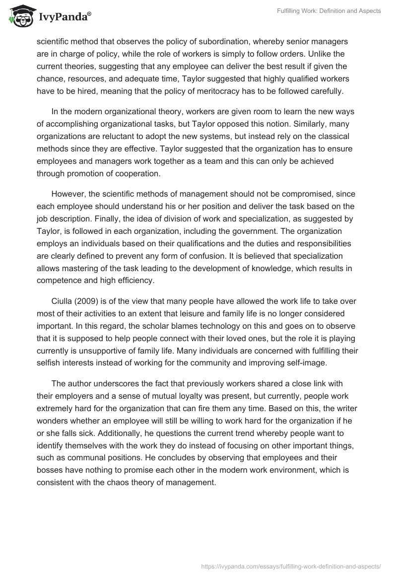 Fulfilling Work: Definition and Aspects. Page 2