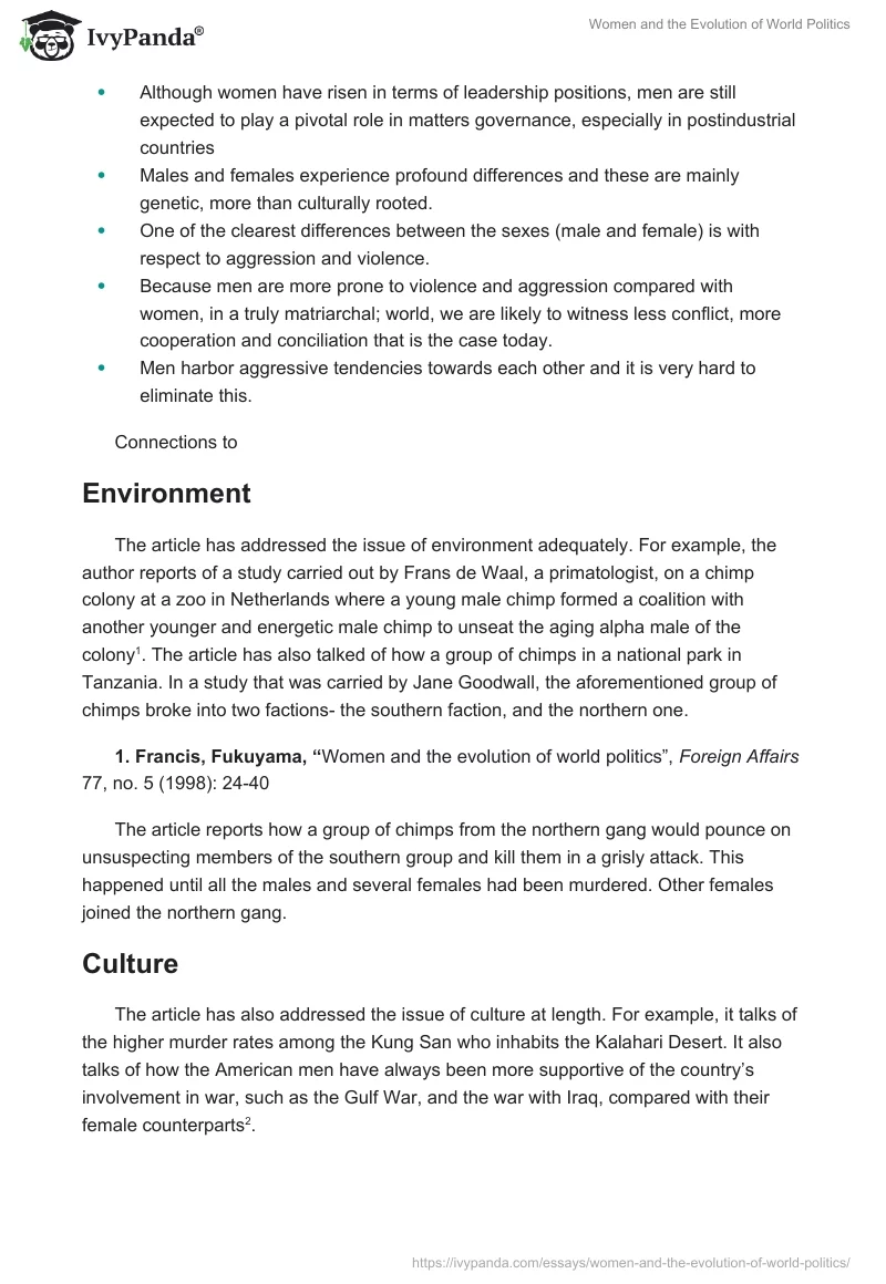 Women and the Evolution of World Politics. Page 2