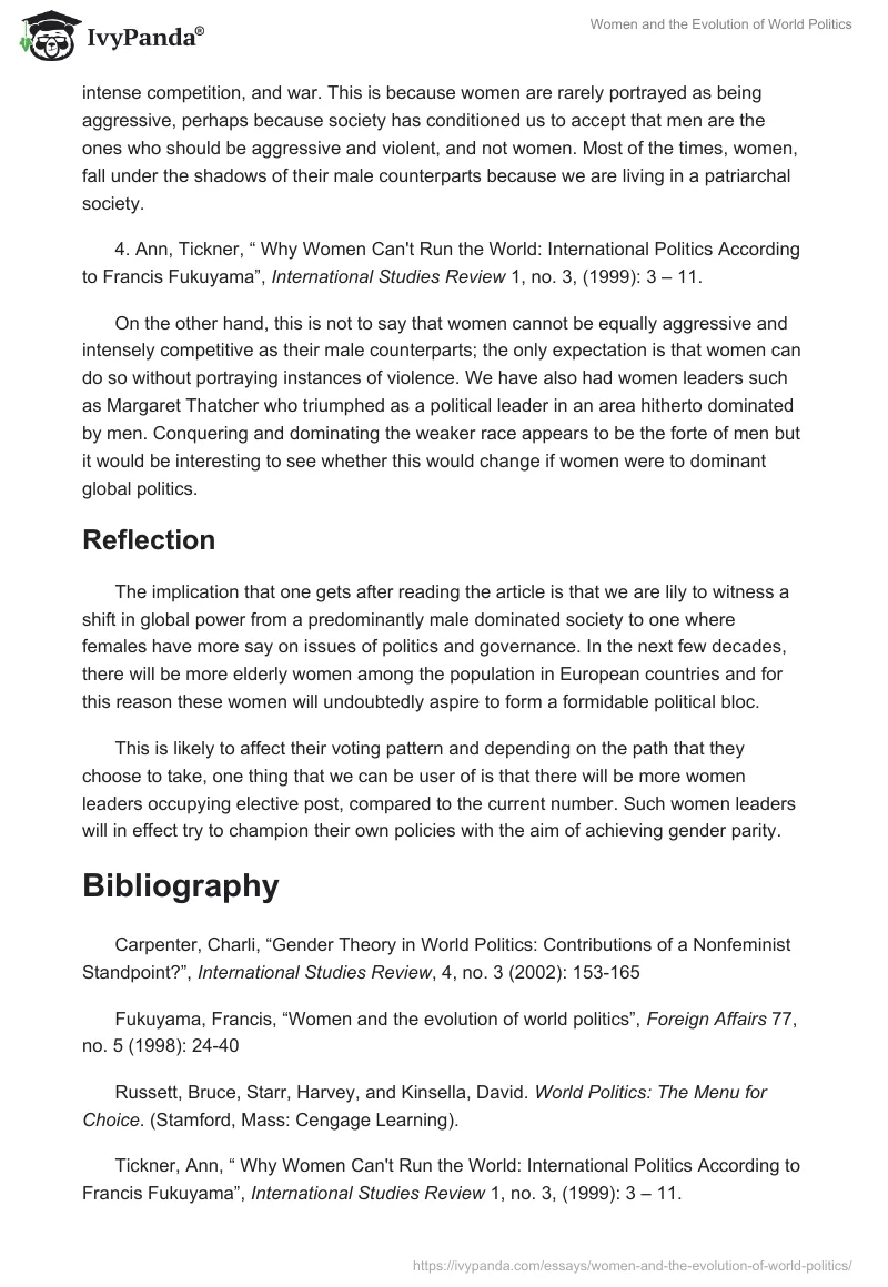 Women and the Evolution of World Politics. Page 4