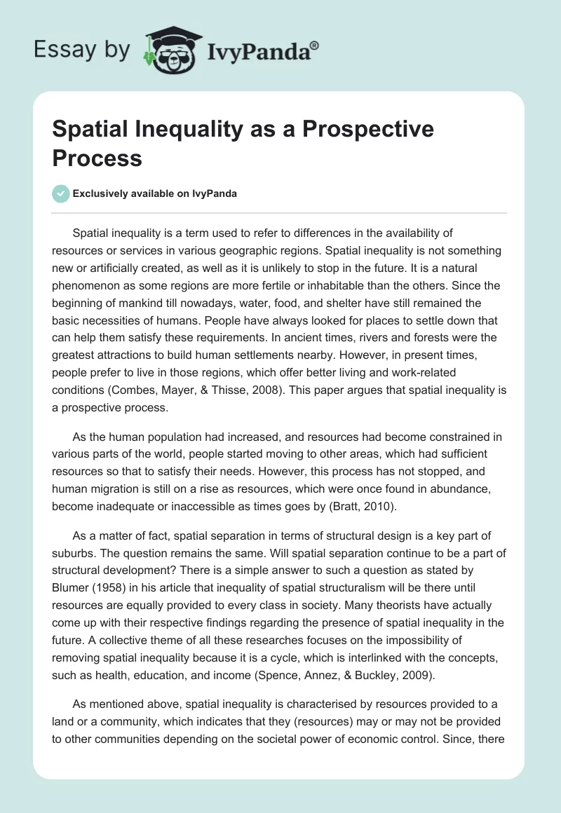 Spatial Inequality as a Prospective Process. Page 1