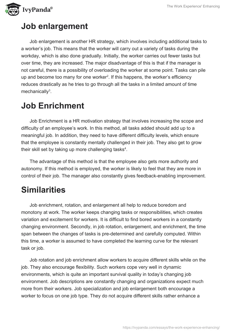 The Work Experience' Enhancing. Page 2
