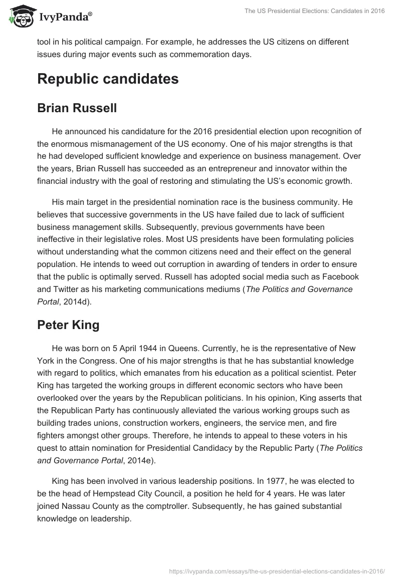 The US Presidential Elections: Candidates in 2016. Page 5