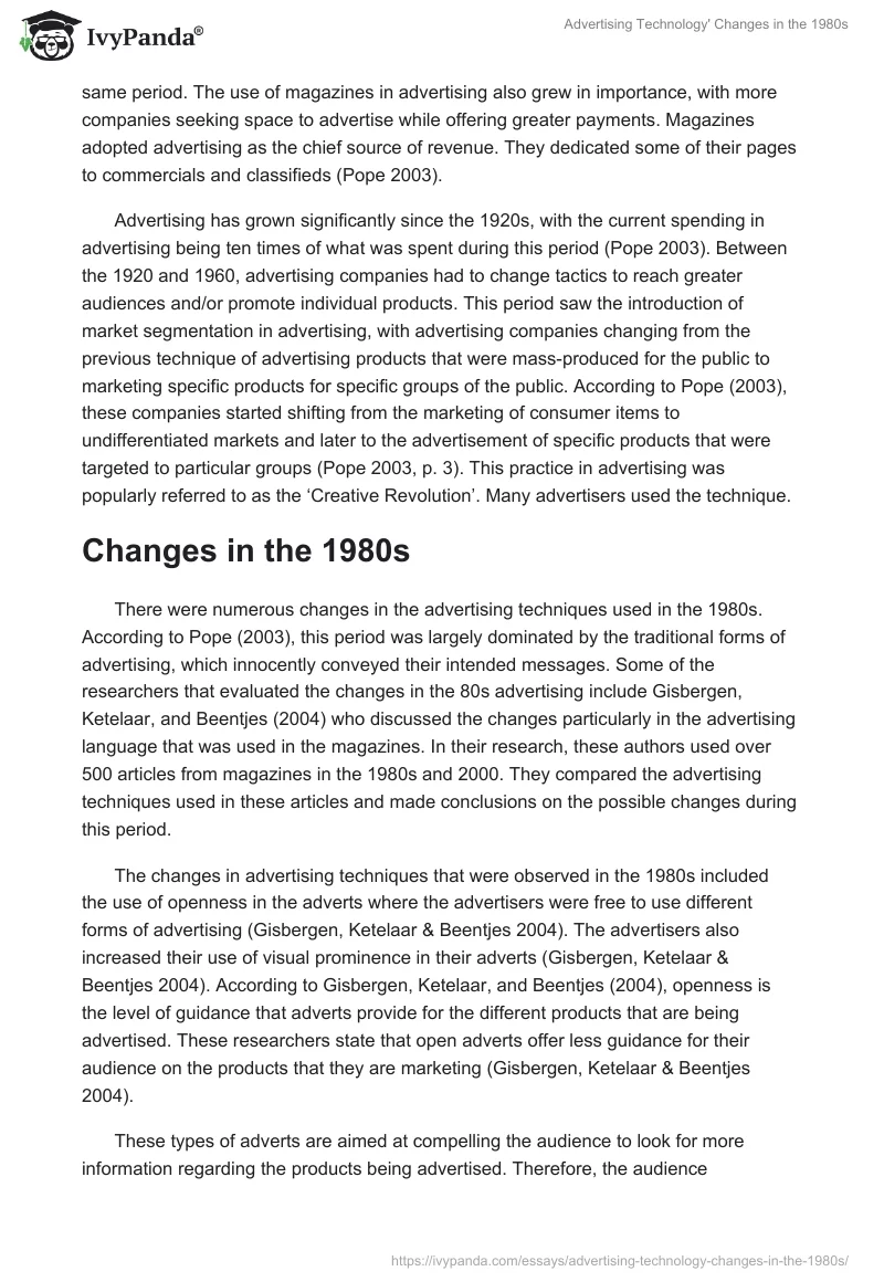 Advertising Technology' Changes in the 1980s. Page 4