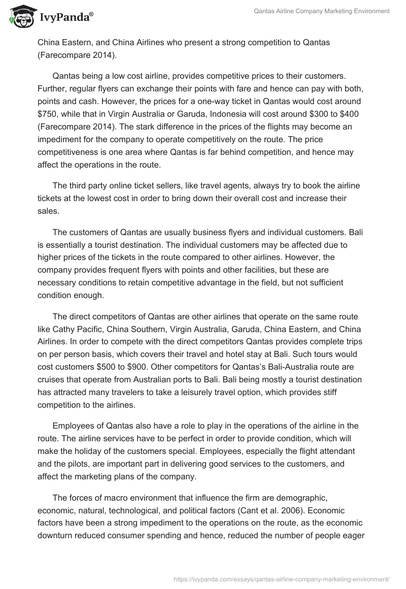 Qantas Airline Company Marketing Environment. Page 2
