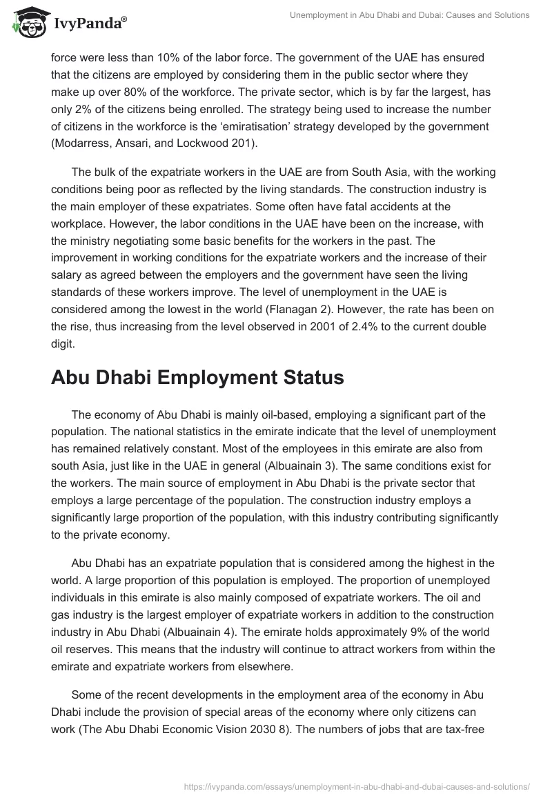 Unemployment in Abu Dhabi and Dubai: Causes and Solutions. Page 3