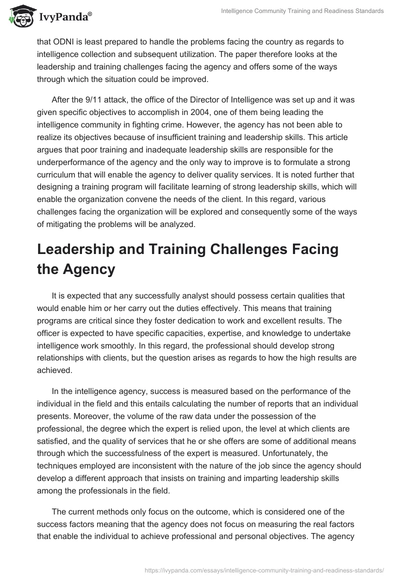 Intelligence Community Training and Readiness Standards. Page 2
