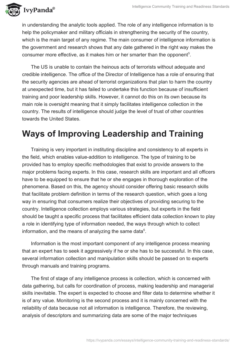Intelligence Community Training and Readiness Standards. Page 5