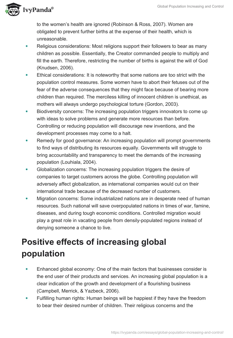Global Population Increasing and Control. Page 2