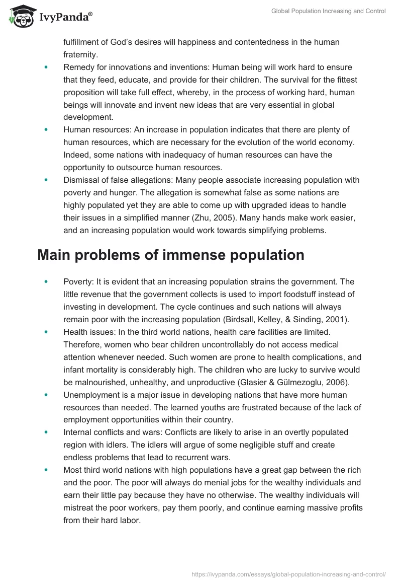 Global Population Increasing and Control. Page 3
