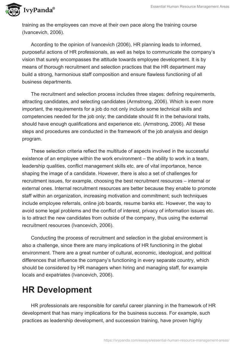 Essential Human Resource Management Areas. Page 3