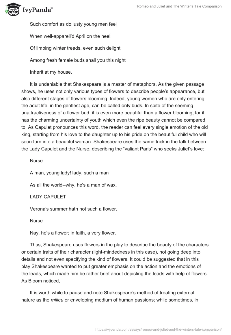 "Romeo and Juliet" and "The Winter's Tale" Comparison. Page 4