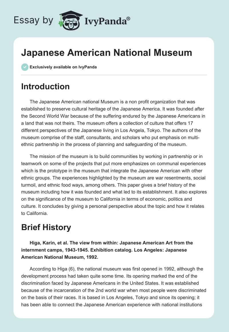 Japanese American National Museum. Page 1