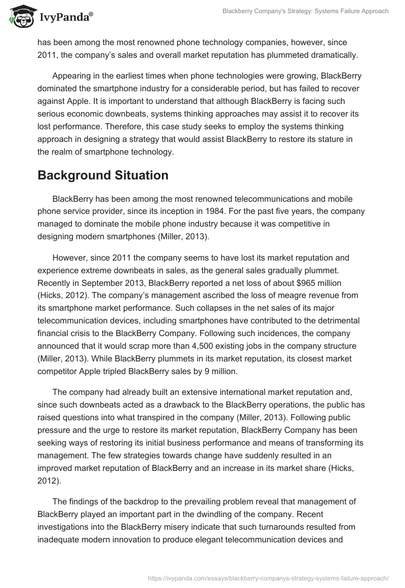 Blackberry Company's Strategy: Systems Failure Approach. Page 2
