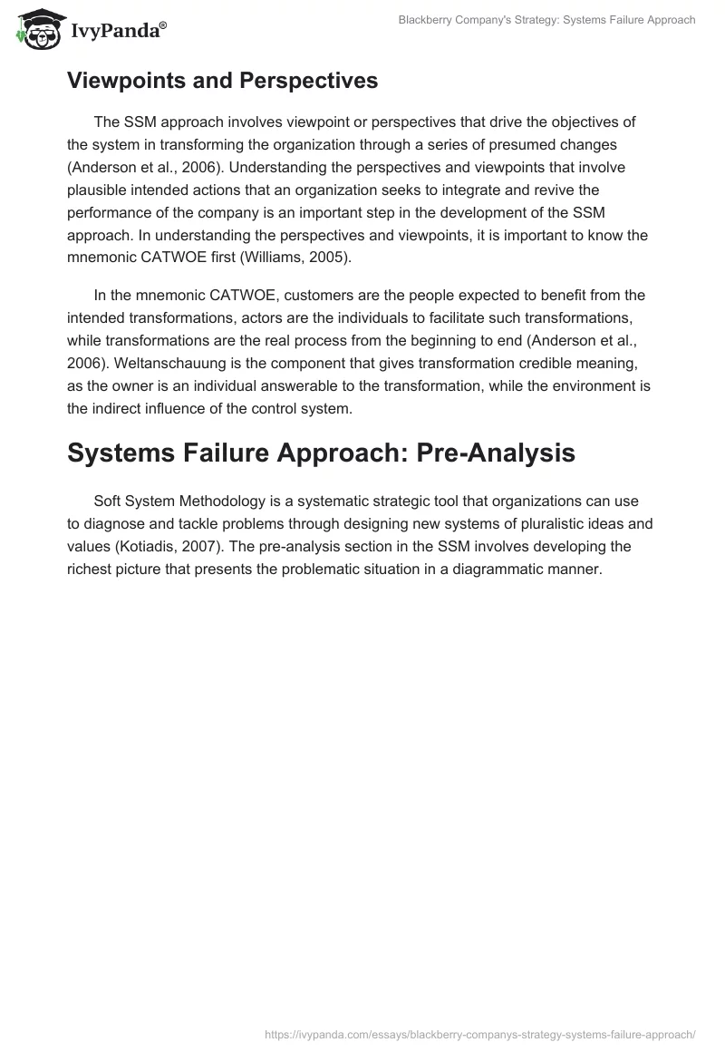 Blackberry Company's Strategy: Systems Failure Approach. Page 4