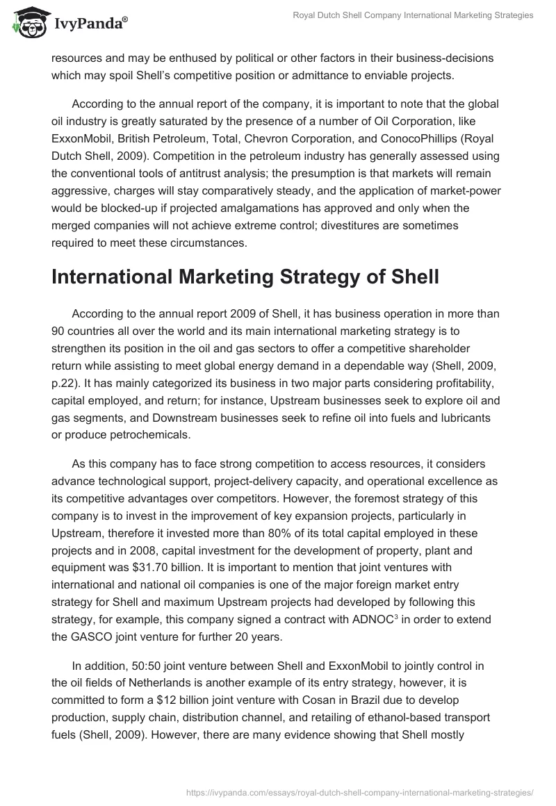 Royal Dutch Shell Company International Marketing Strategies. Page 5