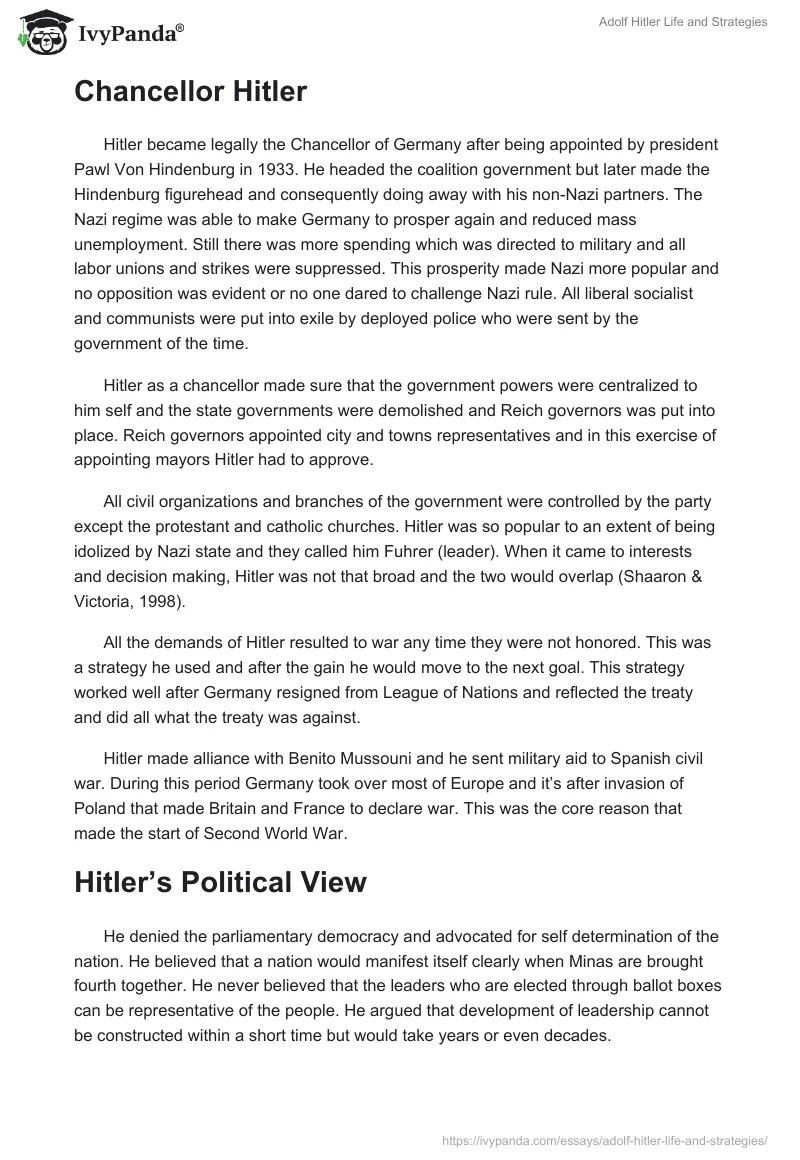 Adolf Hitler Life and Strategies. Page 2